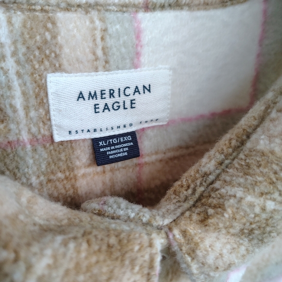 New! American Eagle Oversized Plaid Shacket XL – Cozy Classic Fleece - Picture 12 of 12